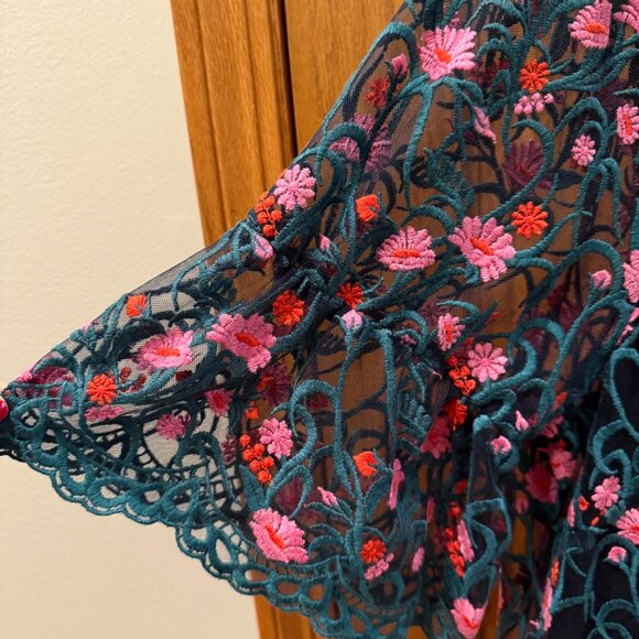 Anthropologie Moulinette Soeurs Sheer Floral Embroidered Dress SZ XL - Picture 6 of 9